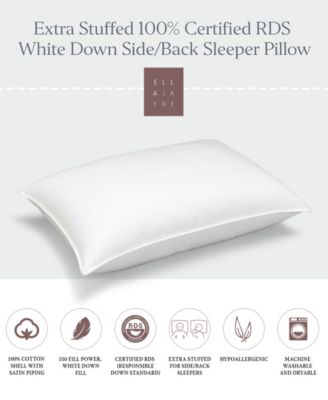White Down 100% Certified RDS Firm Density Side/Back Sleeper Pillow, Standard