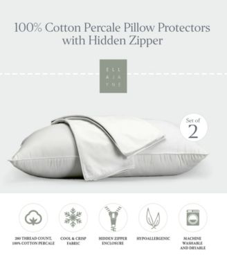 100% Cotton Percale Hidden Zipper 2-Pack Pillow Protectors, King