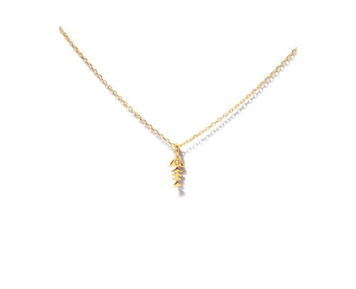 Little Sky Stone Fishbone Opal Necklace In Gold