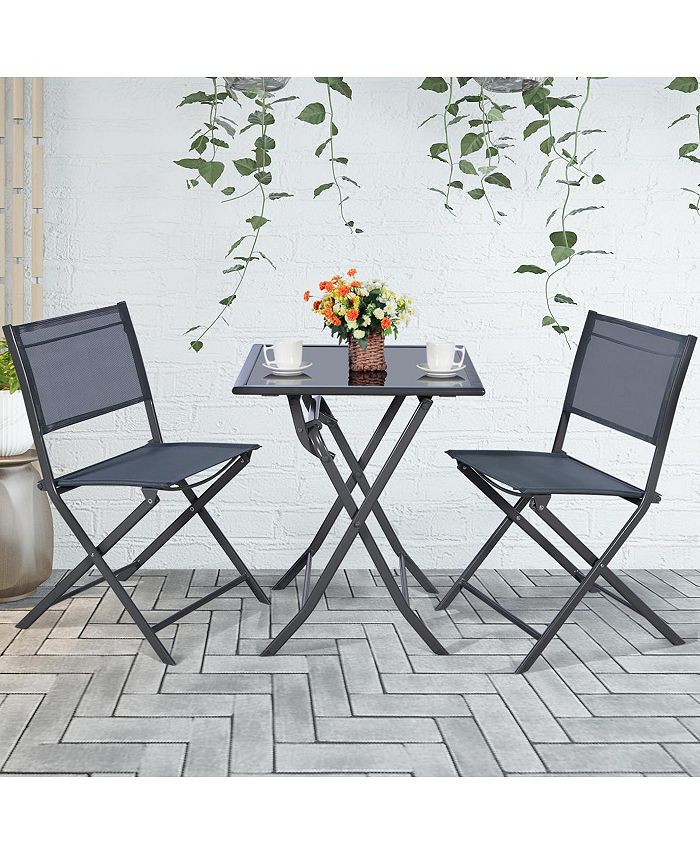 Costway 3PCS Bistro Set Garden Backyard Table Chairs Outdoor Patio