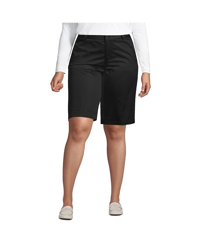 Lands' End Plus Size School Uniform Plain Front Blend Chino Shorts - Macy's