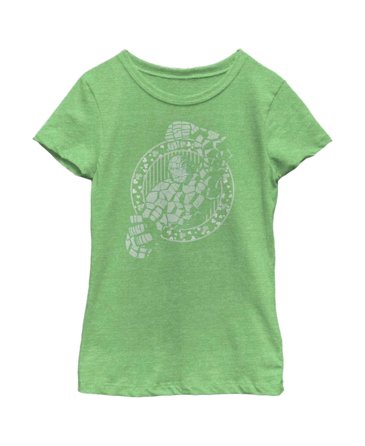 Marvel Girl's  St. Patrick's Day The Thing It's Pinching Time Child T-shirt In Green Apple