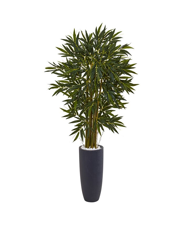 Nearly Natural - 6.5' Bamboo Artificial Tree in Gray Cylinder Planter