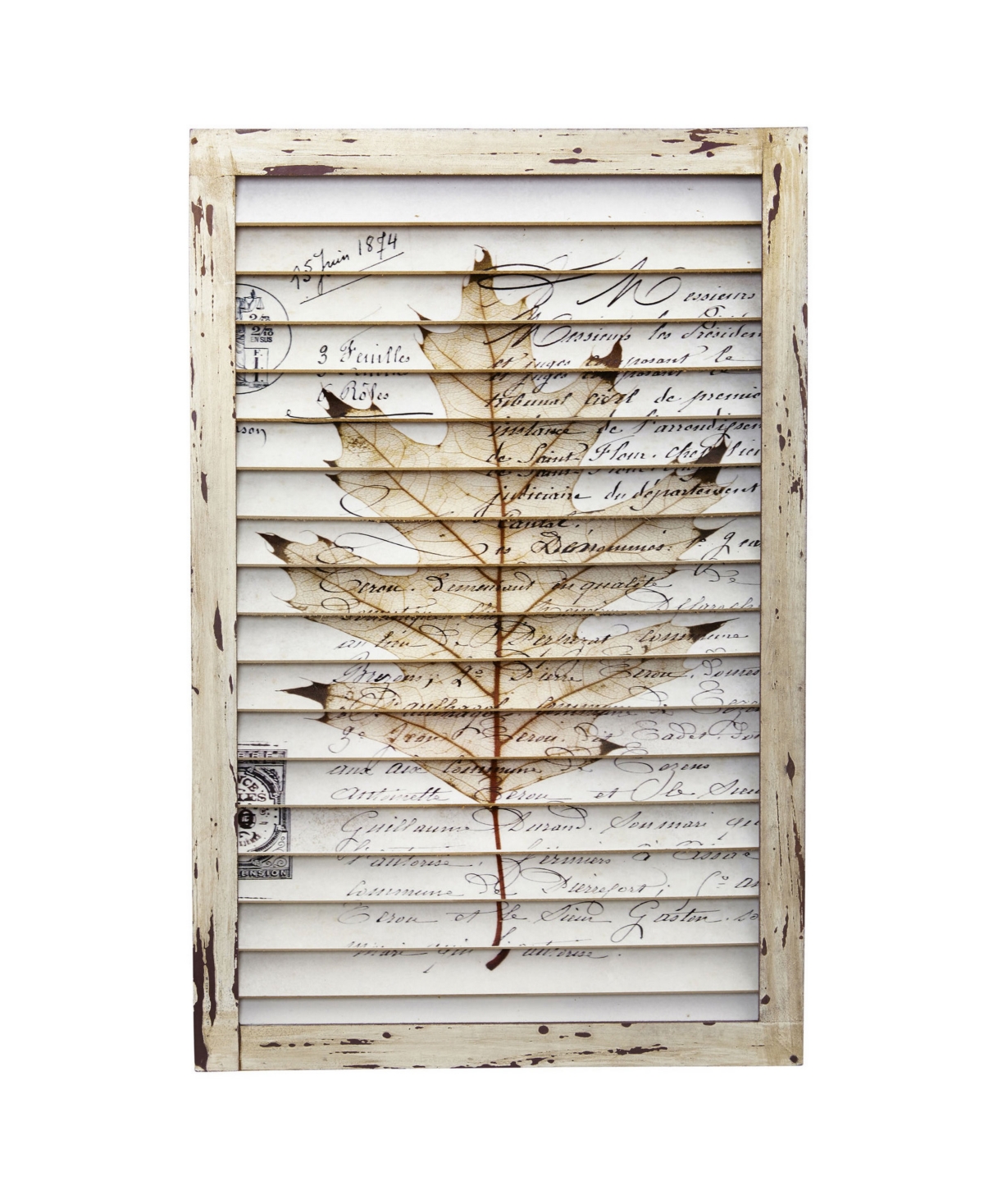 Nearly Natural Maple Leaf Window Shutter Wall Decor In Natural