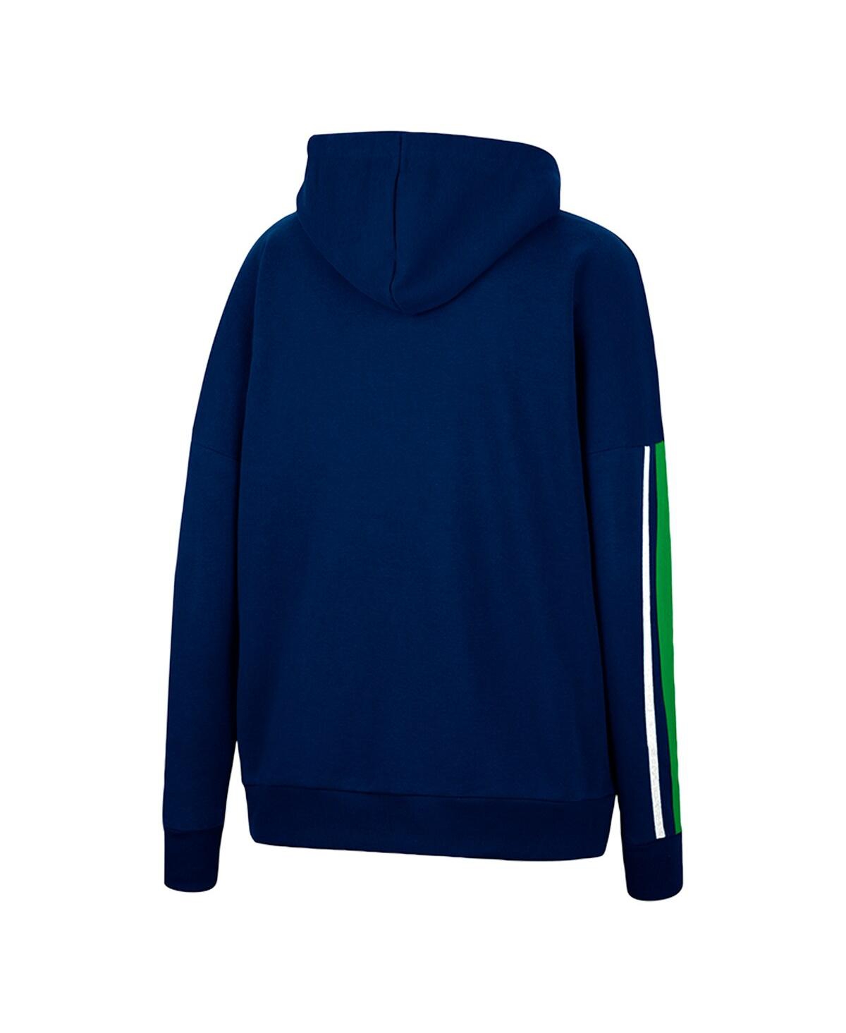 Women's ColosseumNotre Dame Fighting Irish Serena Oversized Sleeve Striping Pullover Hoodie - Navy