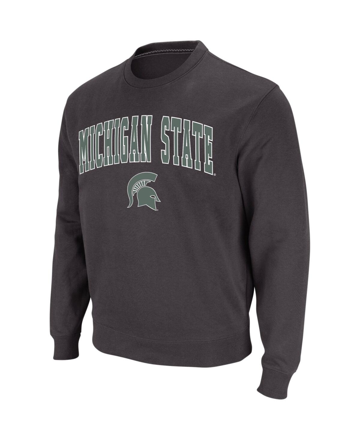 Shop Colosseum Men's  Charcoal Michigan State Spartans Arch And Logo Crew Neck Sweatshirt