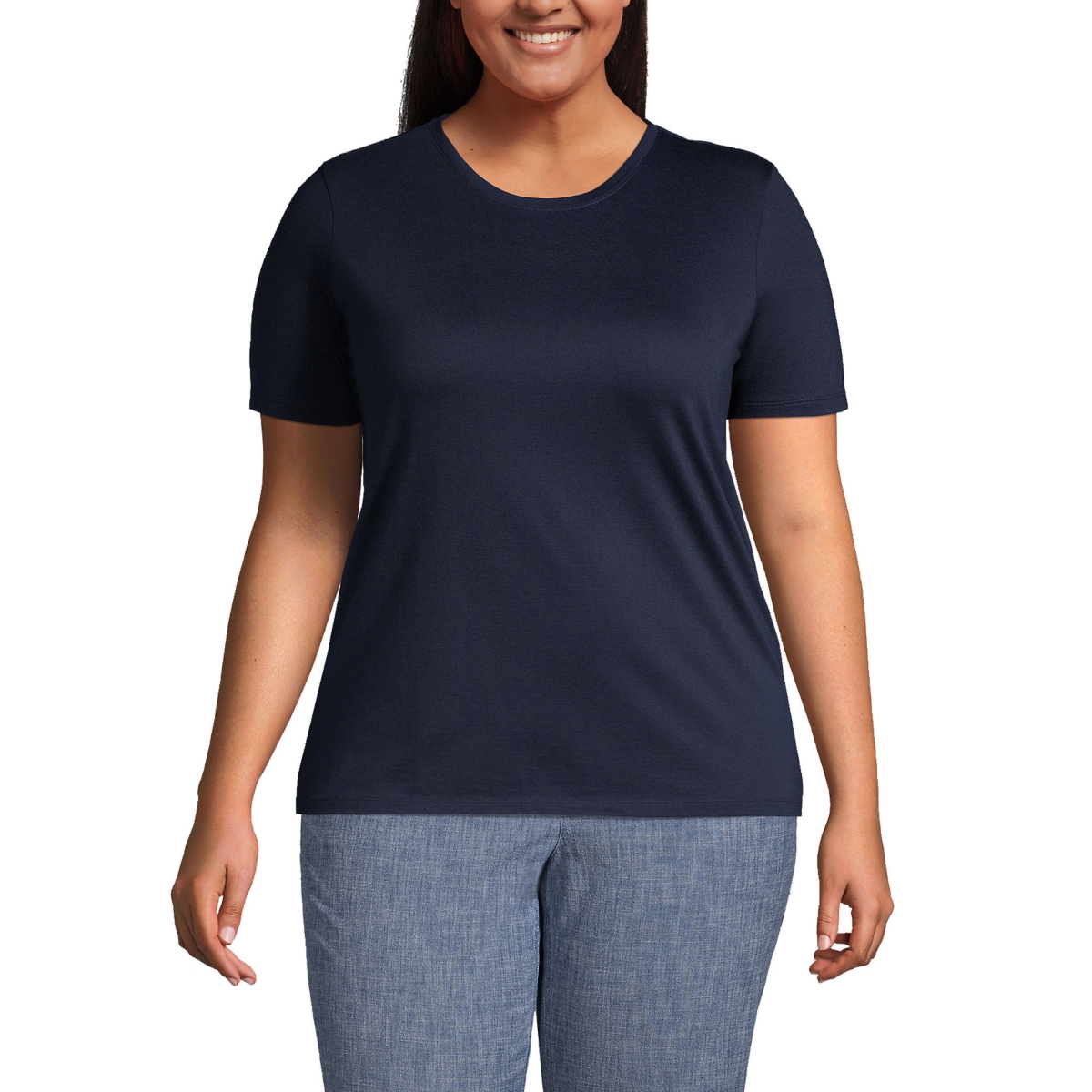 Plus Size Relaxed Supima Cotton Short Sleeve Crewneck T-Shirt - Radiant navy