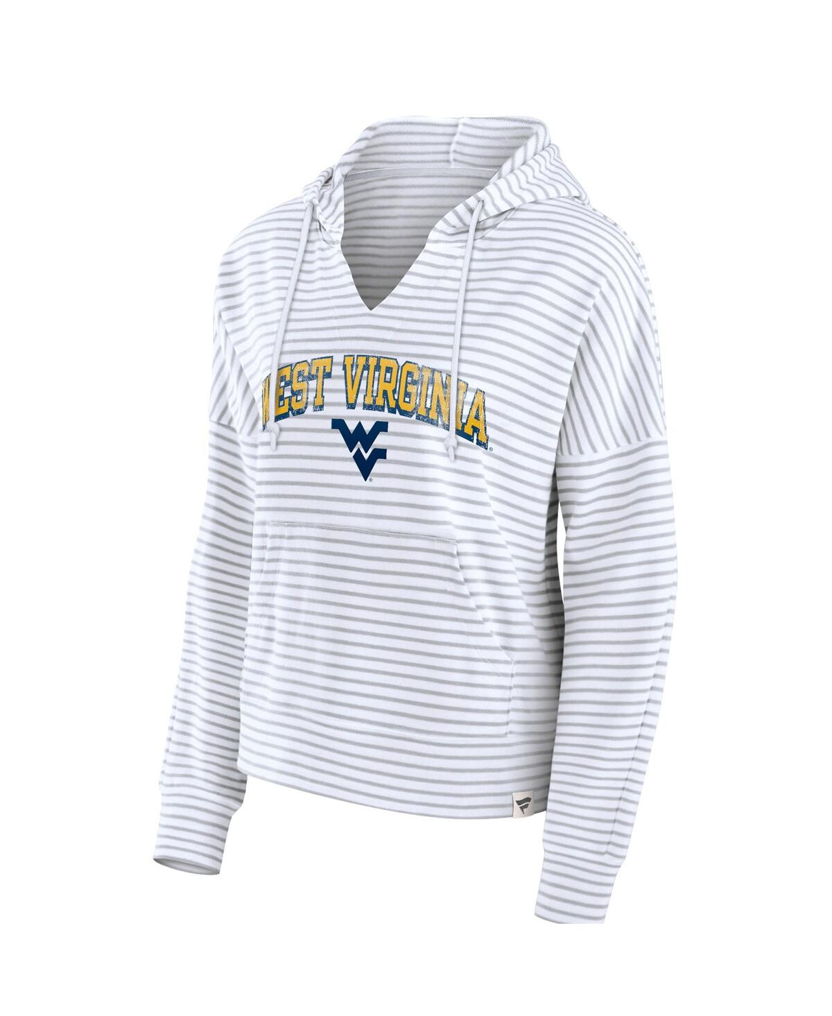 Women's FanaticsWest Virginia Mountaineers Striped Notch Neck Pullover Hoodie - White