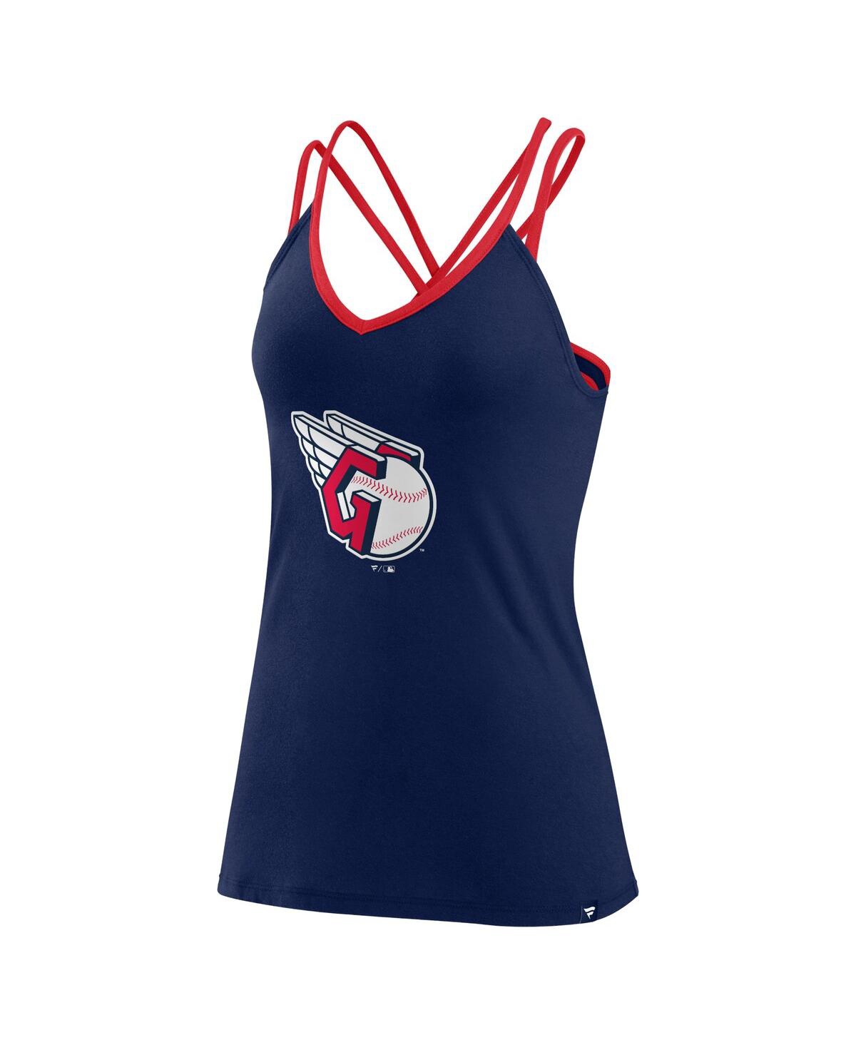 Fanatics Branded Navy Cleveland Guardians Barrel It Up Cross Back V-neck Tank Top In Navy