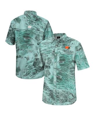 Men's Green Miami Hurricanes Realtree Aspect Charter Full-Button Fishing Shirt