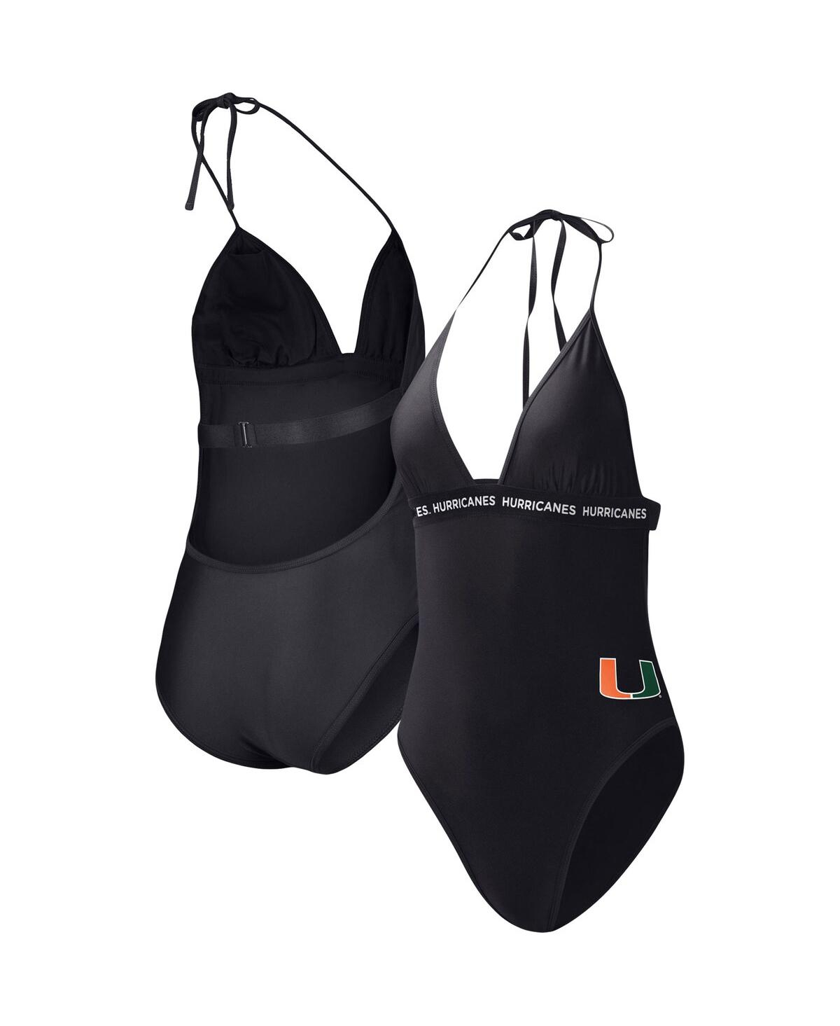 Shop G-iii 4her By Carl Banks Women's  Black Miami Hurricanes Full Count One-piece Swimsuit