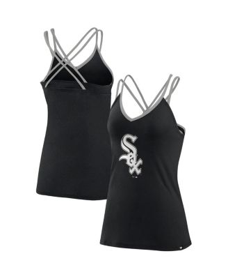 Women's Black Chicago White Sox Barrel It Up Cross Back V-Neck Tank Top