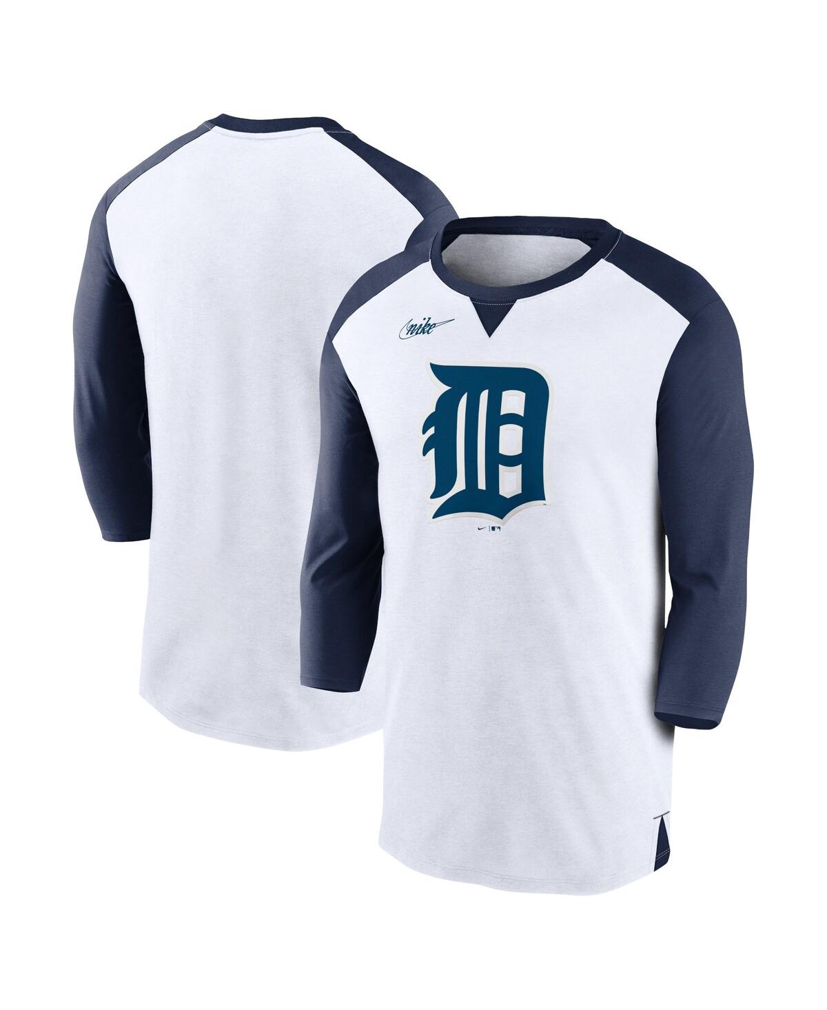 Shop Nike Men's  White, Navy Detroit Tigers Rewind 3/4-sleeve T-shirt In White,navy