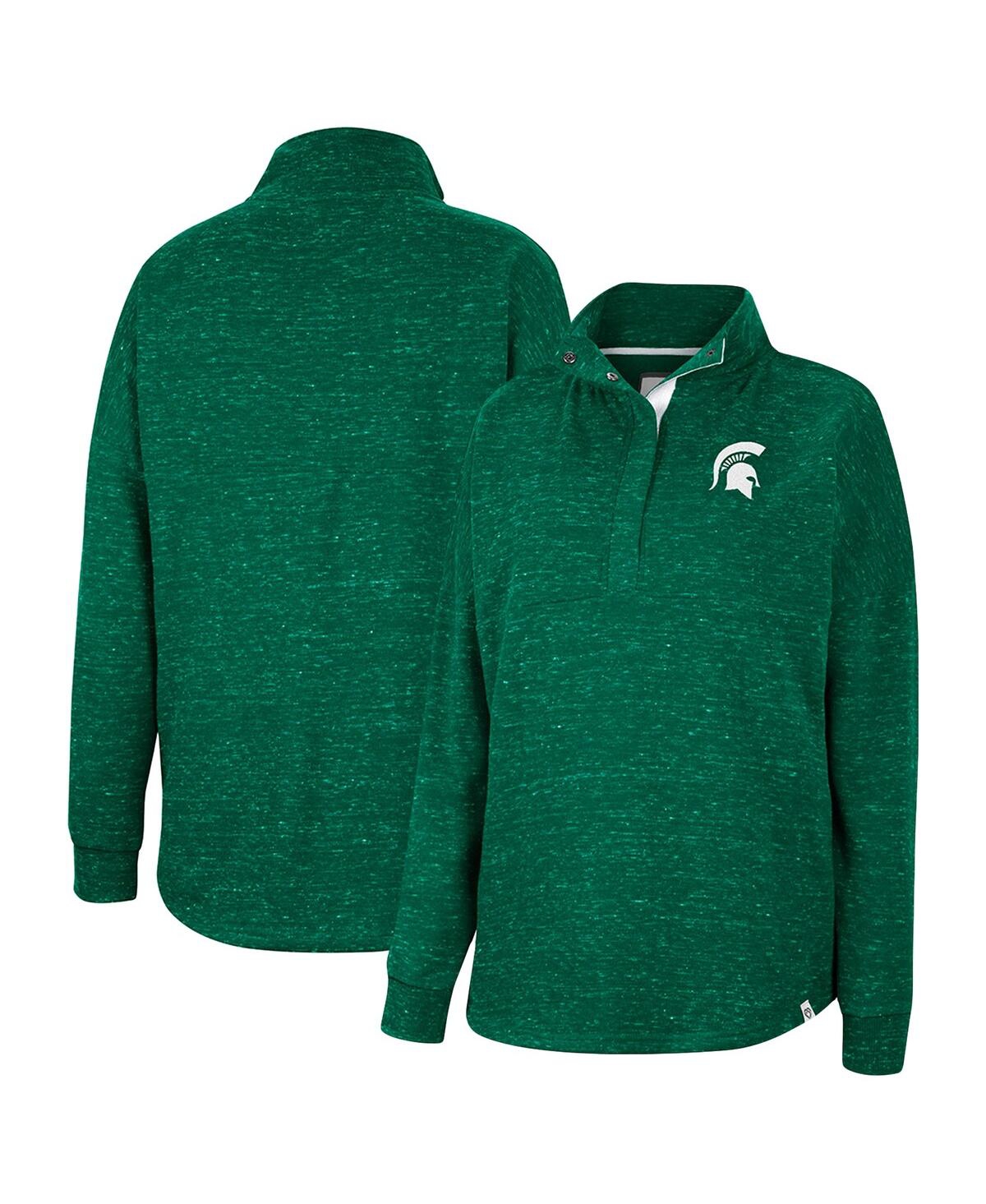 Shop Colosseum Women's  Green Michigan State Spartans Natalie Speckled Quarter-snap Top