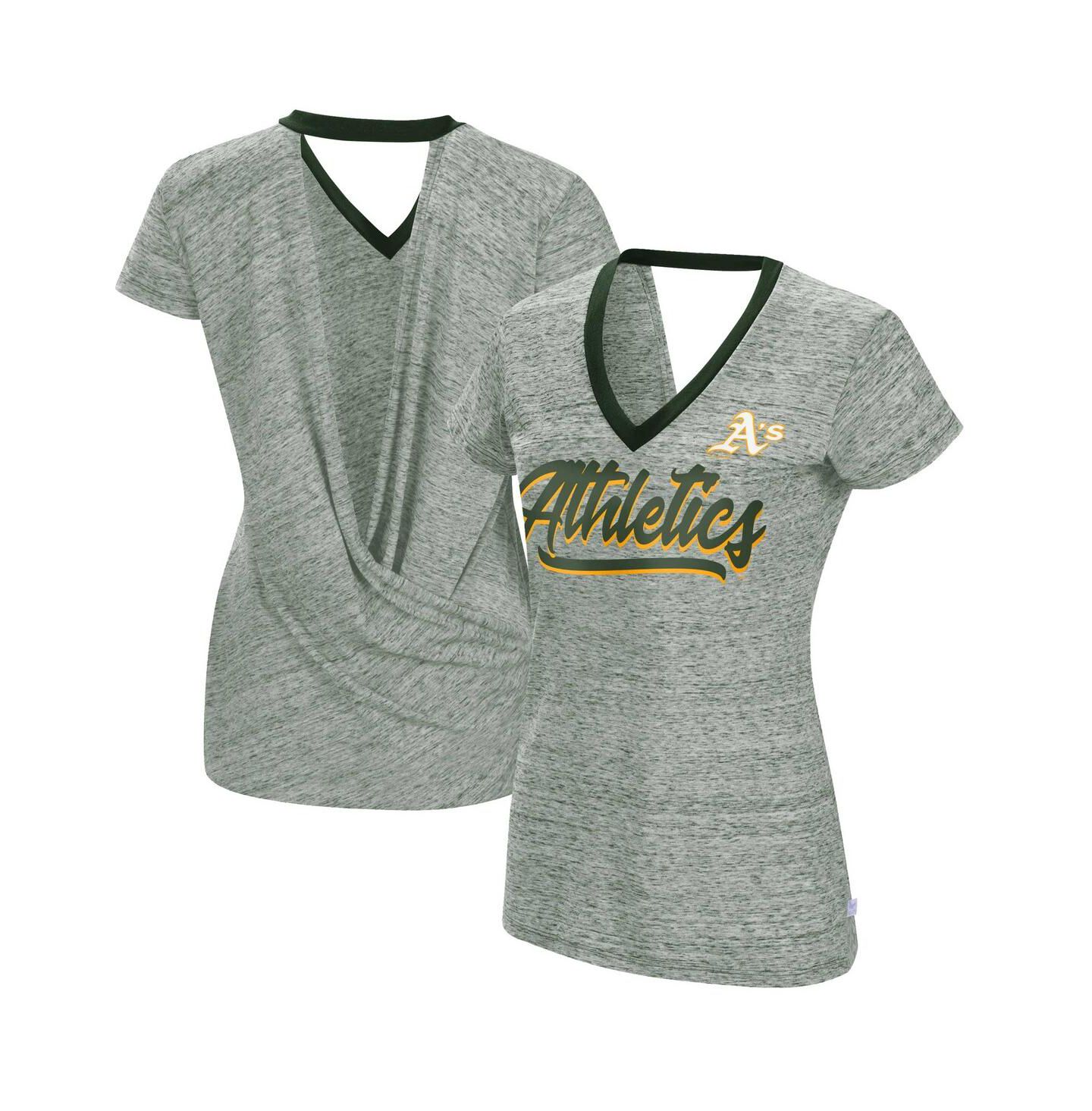 Женская футболка Touch Green Oakland Athletics Halftime Back Wrap Top V-Neck — фото 1
