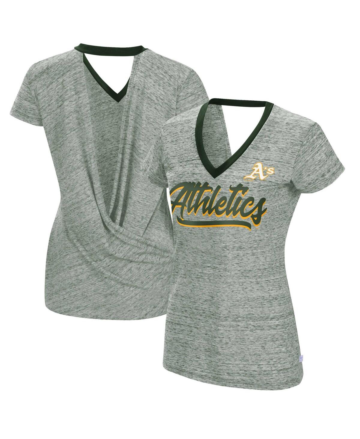 Women's Touch Green Oakland Athletics Halftime Back Wrap Top V-Neck T-shirt - Green