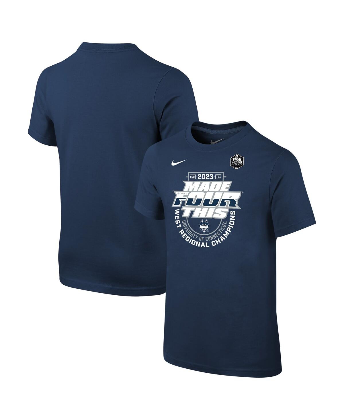 Big Boys and Girls NikeUConn Huskies 2023 Ncaa Men's Basketball Tournament March Madness Final Four Regional Champions Locker Room T-shirt - Nav