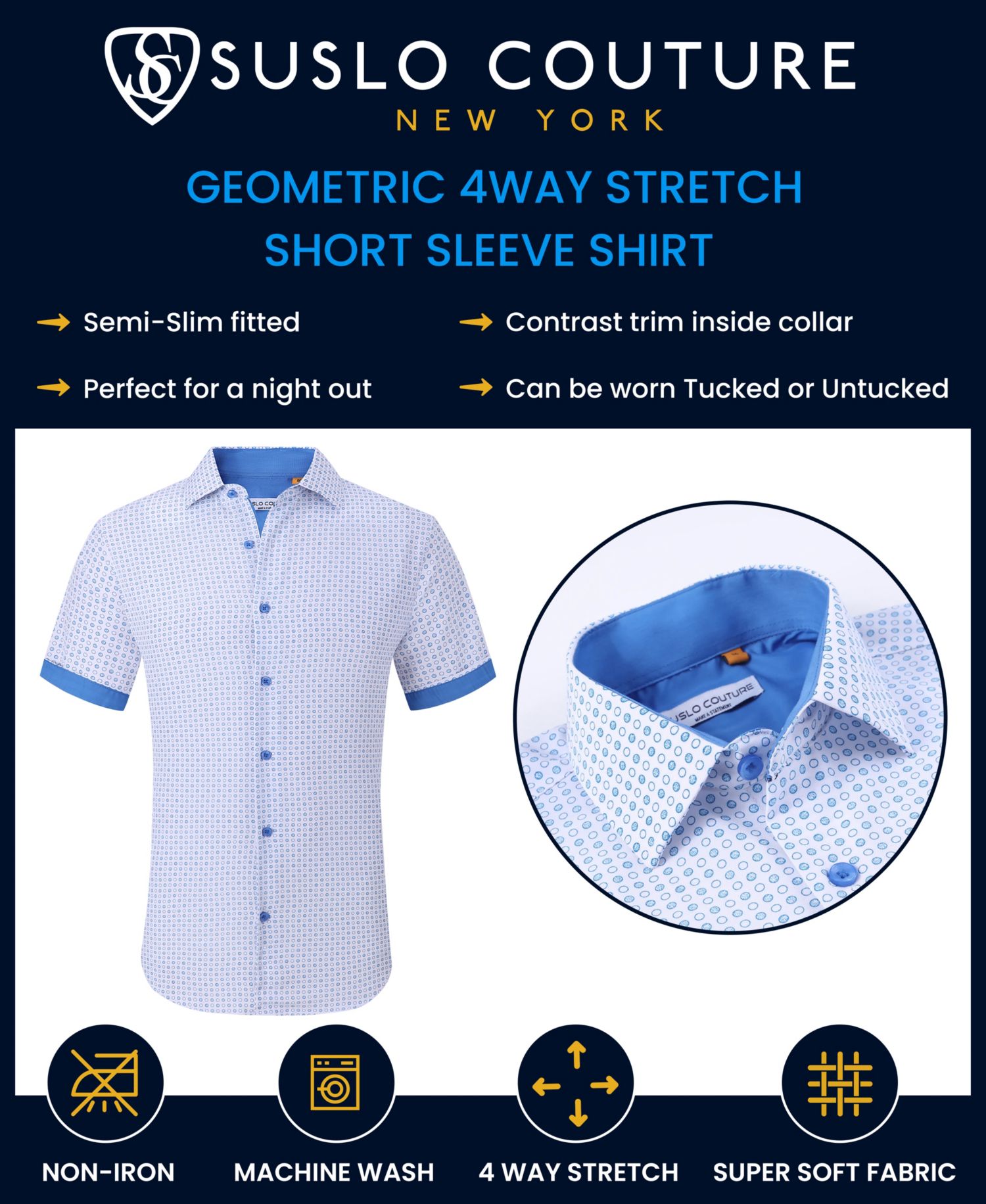 Men's Slim-Fit Geo-Print Performance Shirt