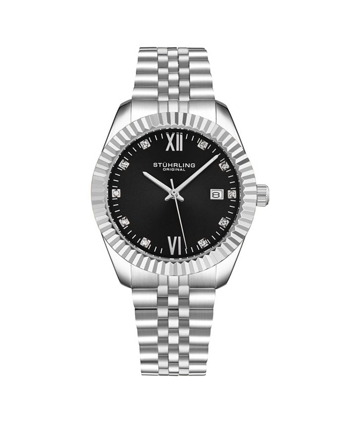 Stuhrling Women's Symphony Silver-tone Stainless Steel , Black Dial ...