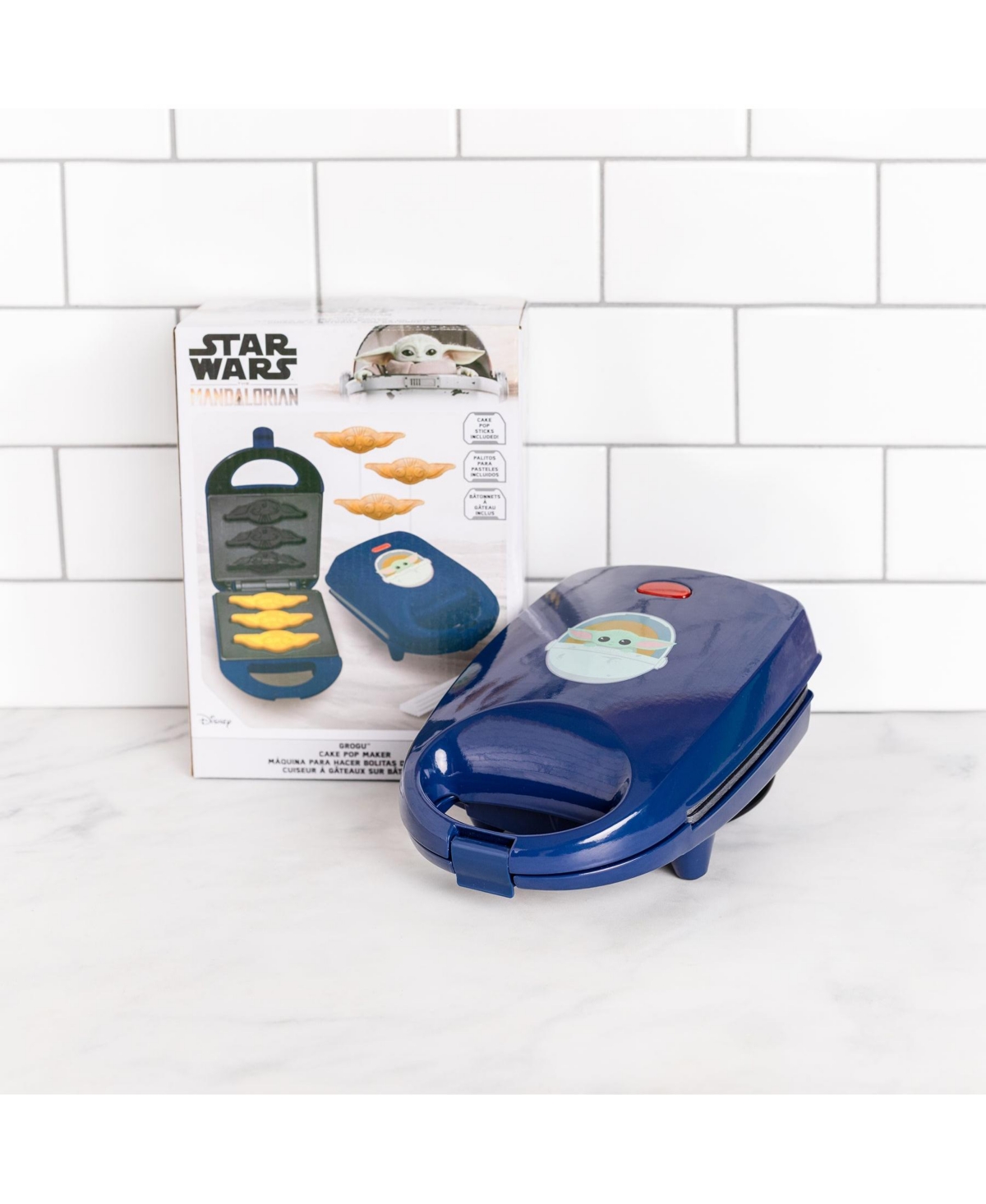 Uncanny Brands Star Wars The Mandalorian Grogu Cake Pop Maker- Baby Yoda Treats - Makes 3 Child Cake Pops In Blue