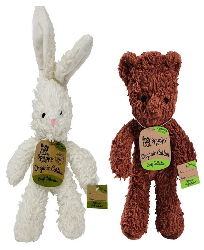Spunky Pup Organic Cotton dog toy Plush (Bunny and Bear) Assorted