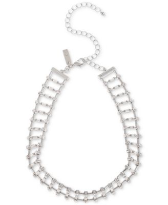 I.N.C. International Concepts - Silver-Tone Mixed Crystal All-Around Choker Necklace, 12-1/2" + 5" extender