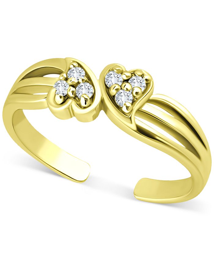 Giani Bernini Cubic Zirconia Double Heart Toe Ring, Created for Macy's ...