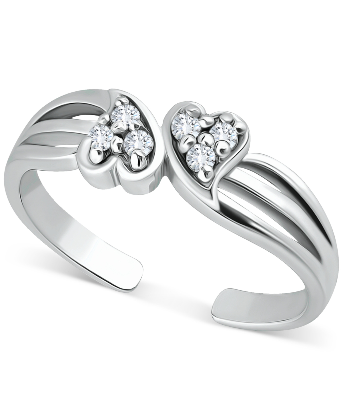 Giani Bernini Cubic Zirconia Double Heart Toe Ring, Created For Macy's In Silver