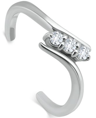 Cubic Zirconia Three Stone Toe Ring