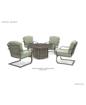 Agio CLOSEOUT! Tara 5-Pc. Round Fire Pit Chat Set (1 Fire Pit & 4 C-Spring Chairs), Created for Macy's 