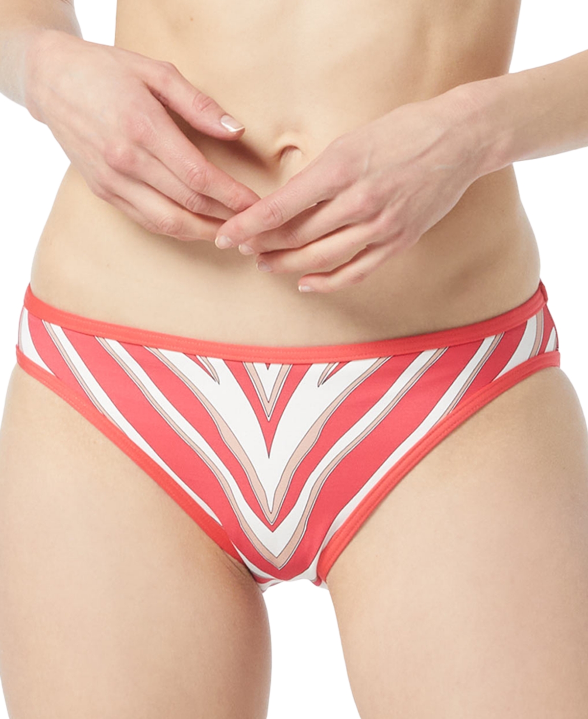 Michael Kors Michael  Women's Classic Striped Bikini Bottoms In Red