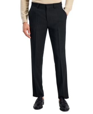 HUGO - Men's Modern-Fit Charcoal Herringbone Suit Trousers