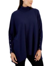 Alfani Petite Turtleneck Poncho Sweater, Created for Macy's - Macy's