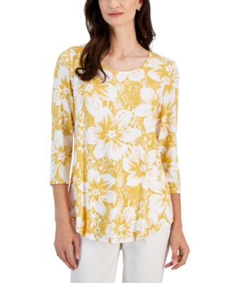 Women's Floral-Print 3/4-Sleeve Top, Created for Macy's