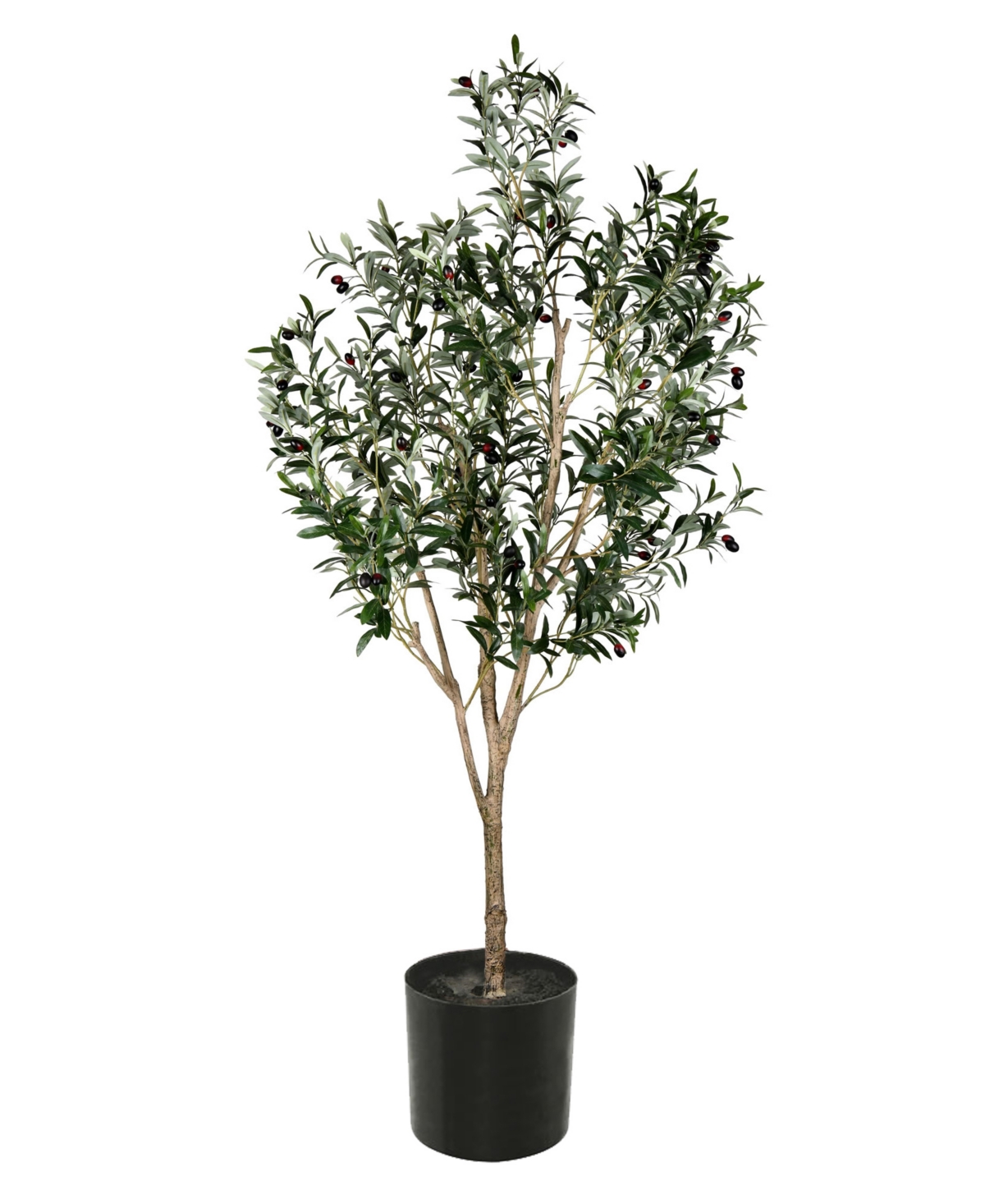 72" Artificial Green Olive Tree in Black Planters Pot - Green