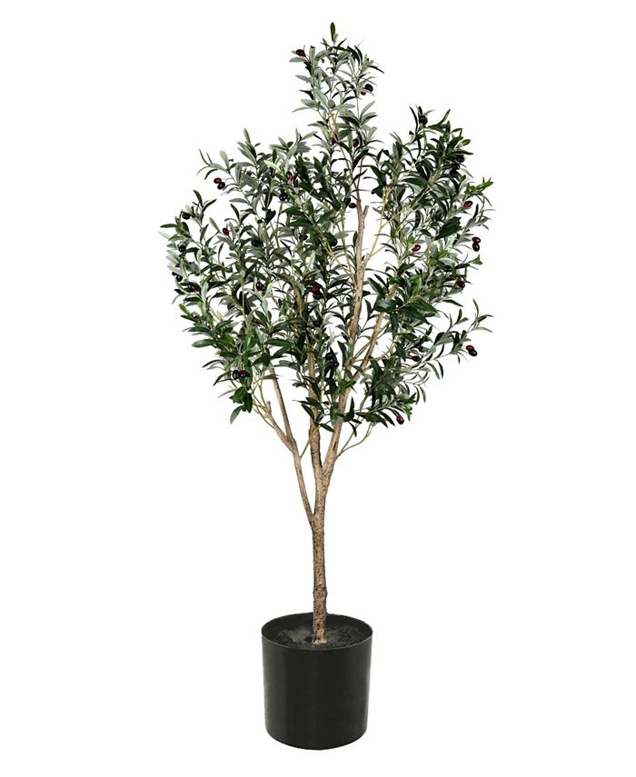 Vickerman 72" Artificial Green Olive Tree in Black Planters Pot Macy's