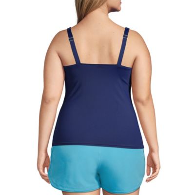 Plus Size Square Neck Underwire Tankini Swimsuit Top Adjustable Straps