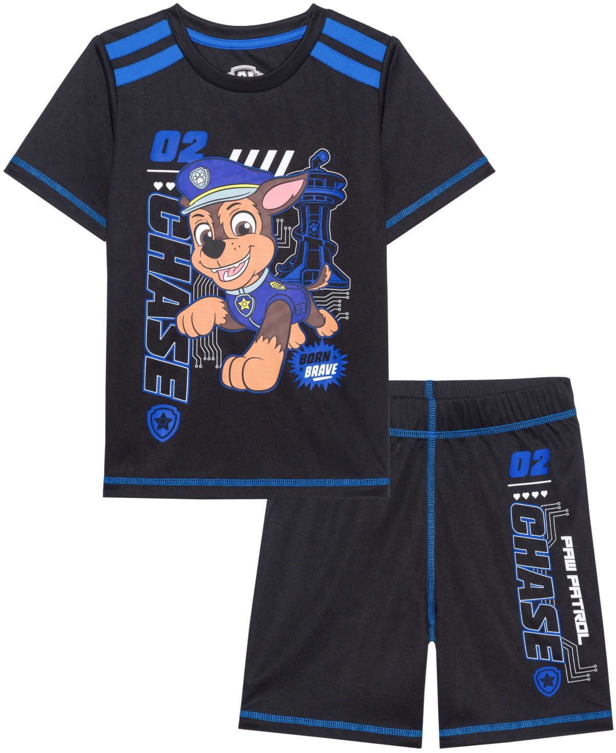 Paw Patrol Little Boys Short Sleeve Active Set In Navy