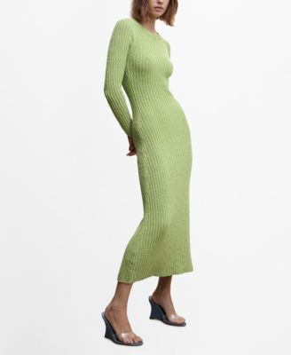 mango ribbed long dress MANGO Women's Ribbed Long Dress