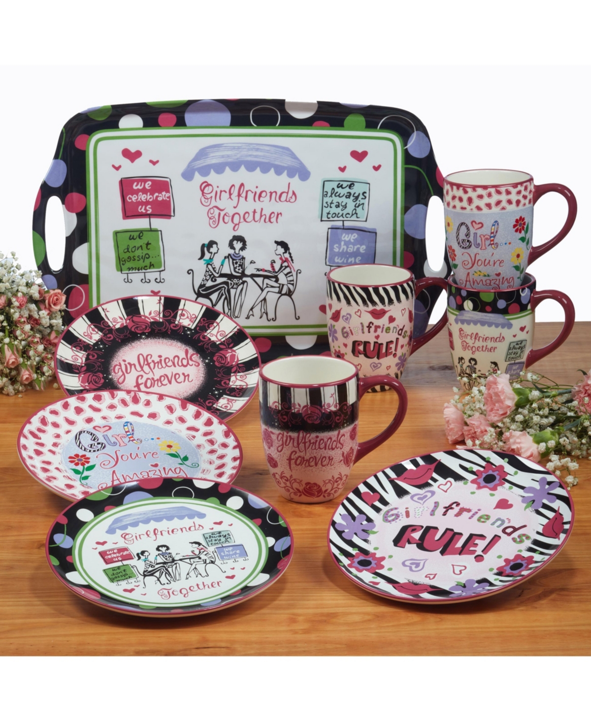 Certified International Lolita Girlfriends Together 3-pc Melamine Serving Set