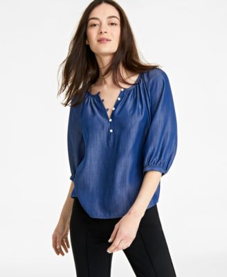 On 34th - Women's Elbow-Length Balloon-Sleeve Top