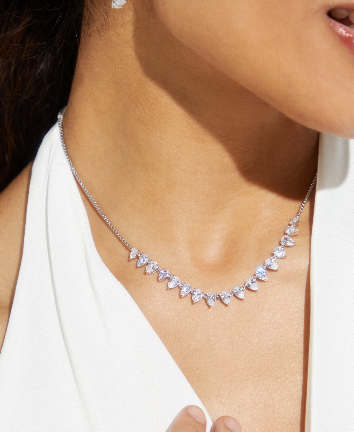 Eliot Danori 18k Gold-Plated Pink Cubic Zirconia & Stone Statement Necklace, + extender, Created for Macy's
