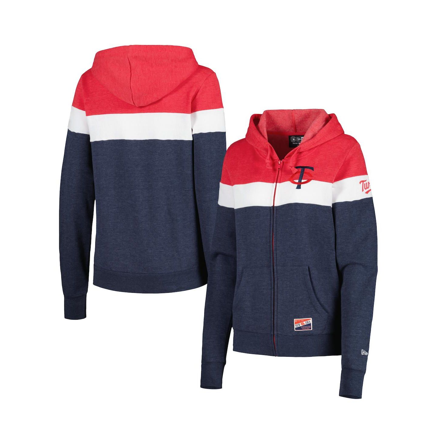 Женская куртка New Era Heather Navy Minnesota Twins Colorblock Full-Zip Hoodie Jacket — фото 1