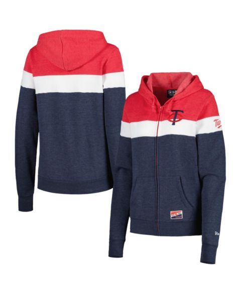 Женские худи New Era Women's Heather Navy Minnesota Twins Colorblock Full-Zip Jacket
