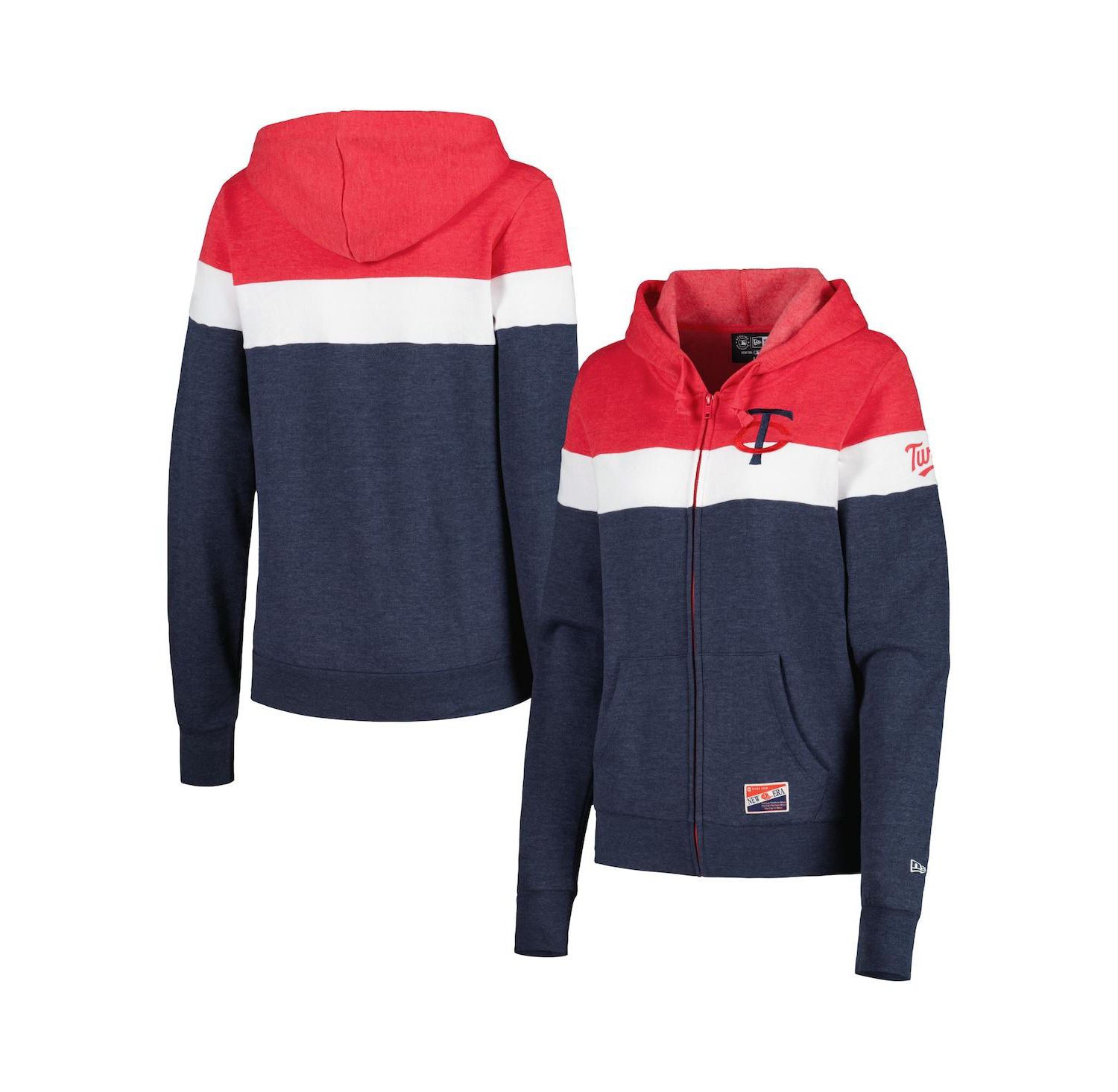 Women's Heather Navy Minnesota Twins Colorblock Full-Zip Hoodie Jacket