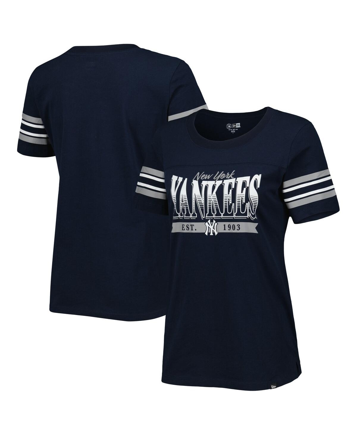 New Era Women's  Navy New York Yankees Team Stripe T-shirt