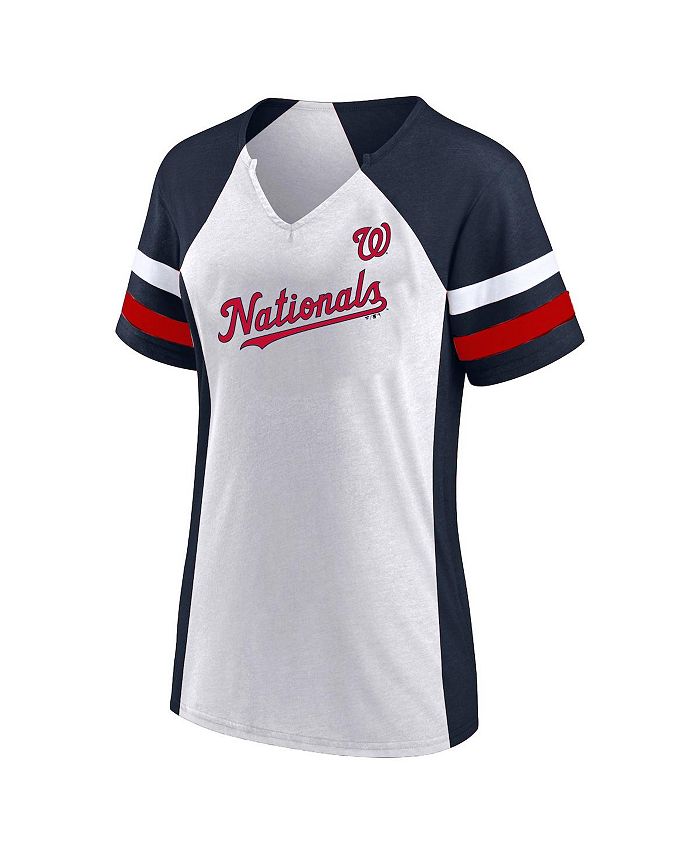 Profile Women's White, Navy Washington Nationals Plus Size Notch Neck T- shirt - Macy's