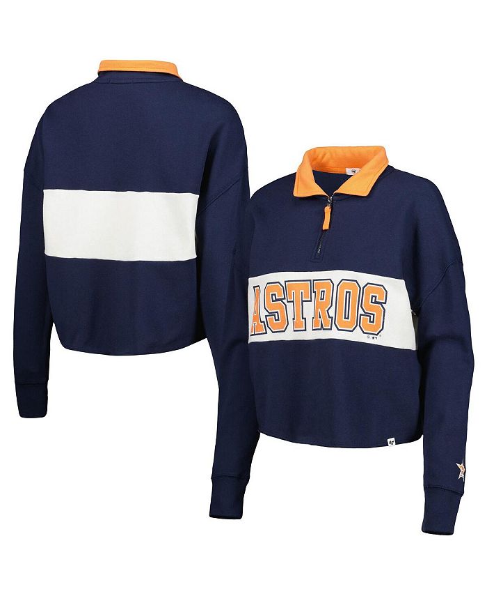 '47 Brand Women's Navy Houston Astros Remi QuarterZip Cropped Top Macy's