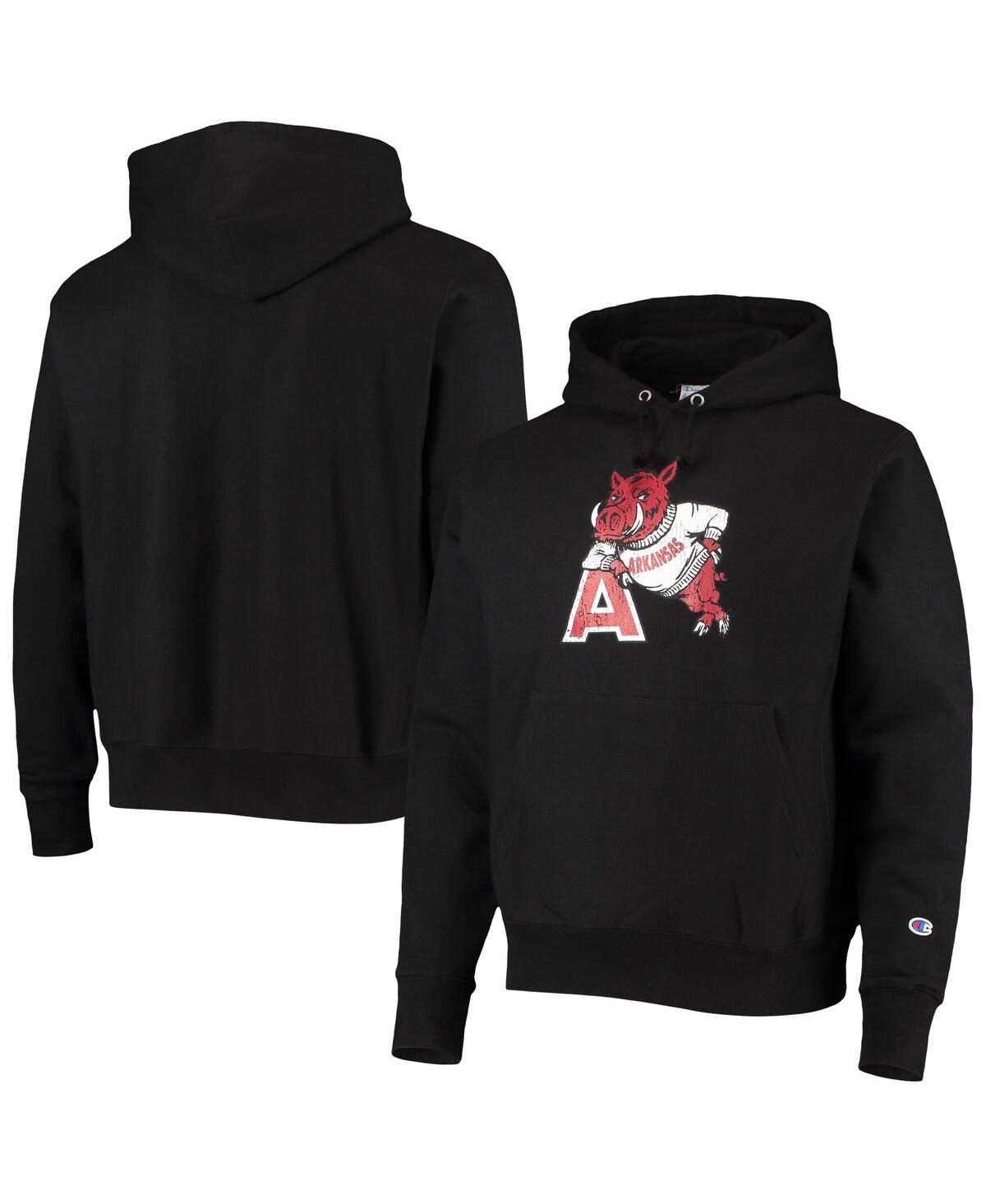 Men's ChampionArkansas Razorbacks Vault Logo Reverse Weave Pullover Hoodie - Black