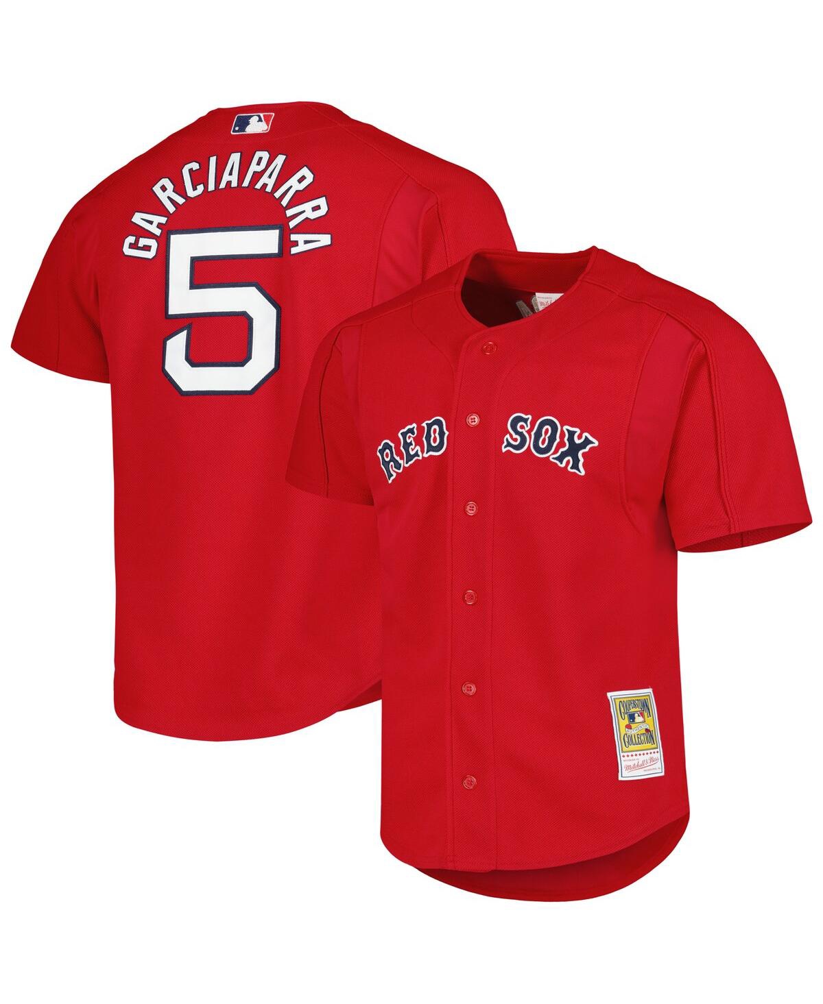 Men's Mitchell & Ness Nomar GarciaparraBostonSox Cooperstown Collection Mesh Batting Practice Button-Up Jersey - Red